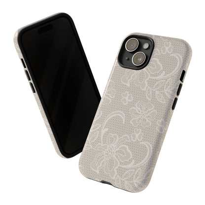 Lace Phone Case for iPhone Samsung Pixel – Cream Floral Elegant Aesthetic - JGUS