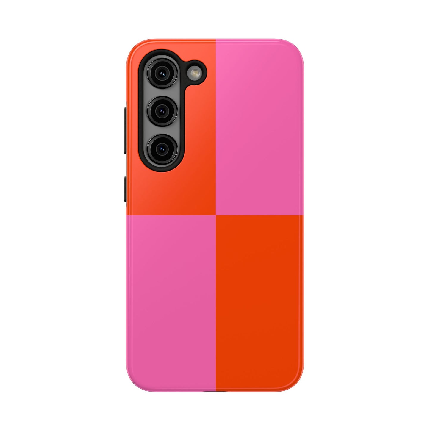 Plaid Sunset Orange & Pink Phone Case – Bold, Durable, Stylish