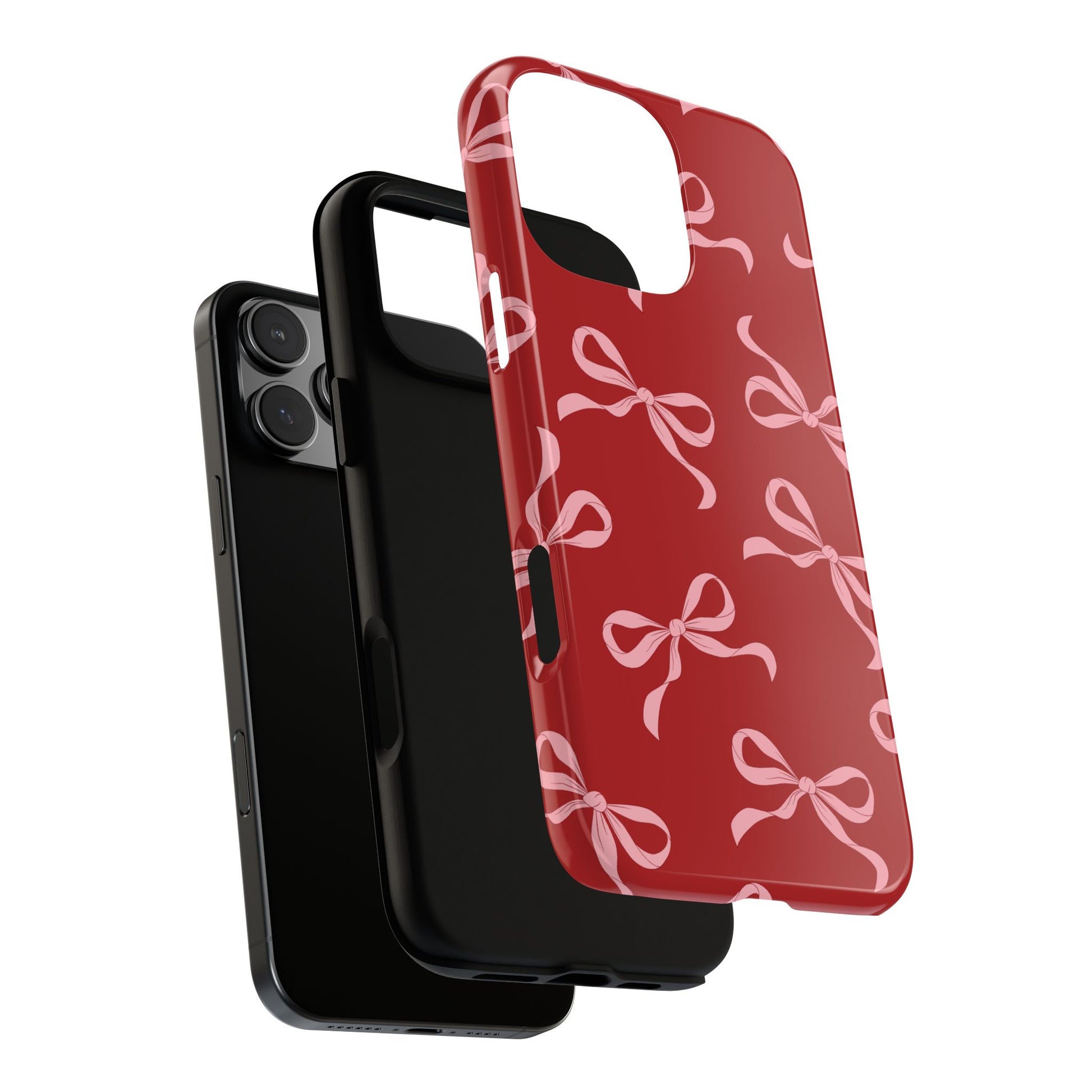 Pink Bows on Red Phone Case - JGUS