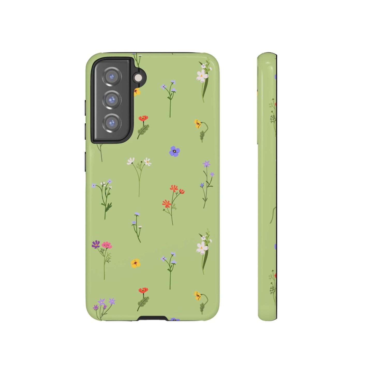 Pastel Green Wildflower Phone Case – Cute Floral Pattern for iPhone & Samsung