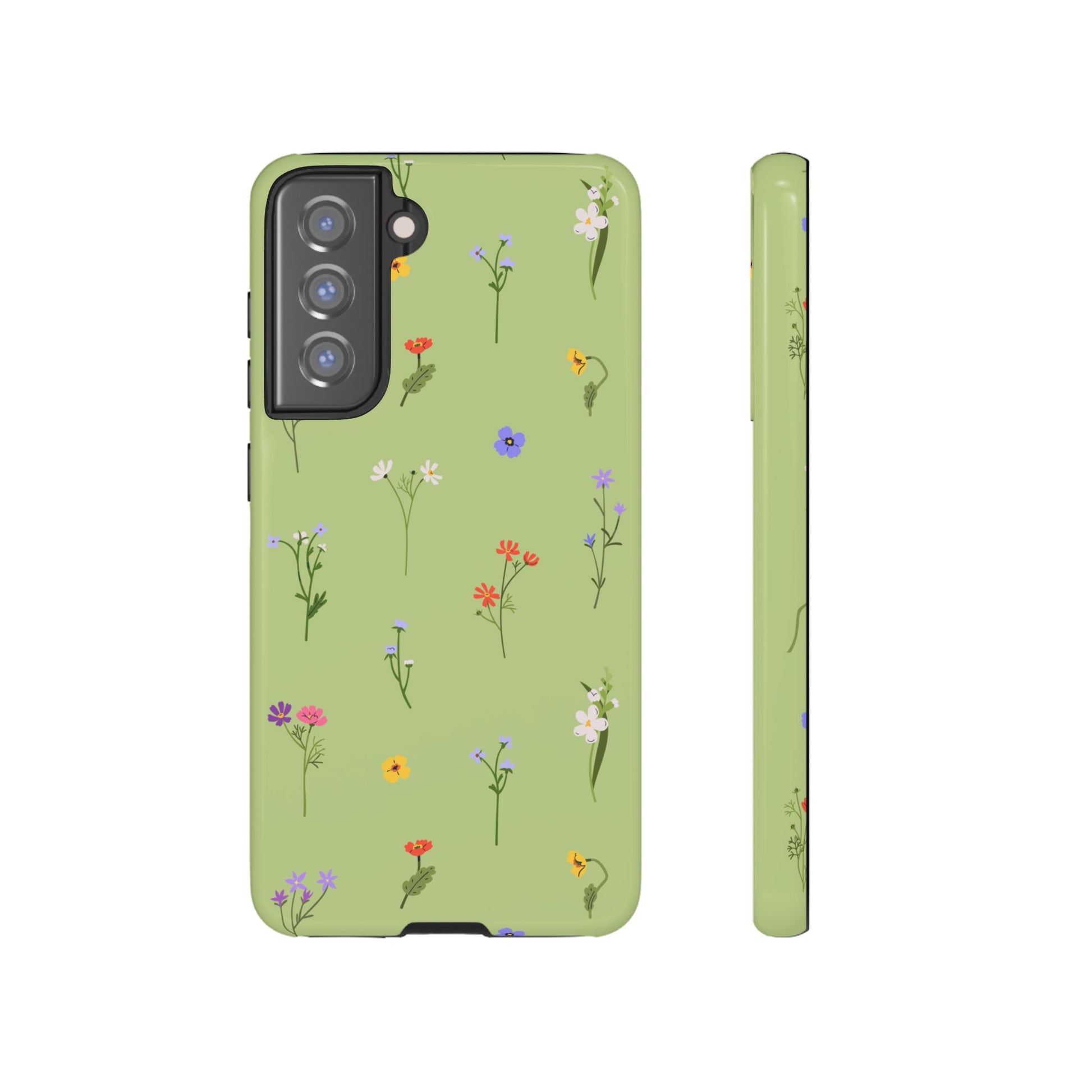 Pastel Green Wildflower Phone Case – Cute Floral Pattern for iPhone & Samsung - JGUS
