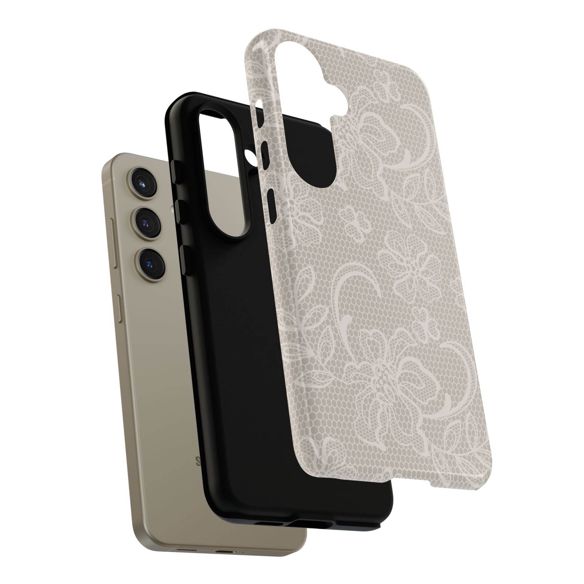 Lace Phone Case for iPhone Samsung Pixel – Cream Floral Elegant Aesthetic - JGUS