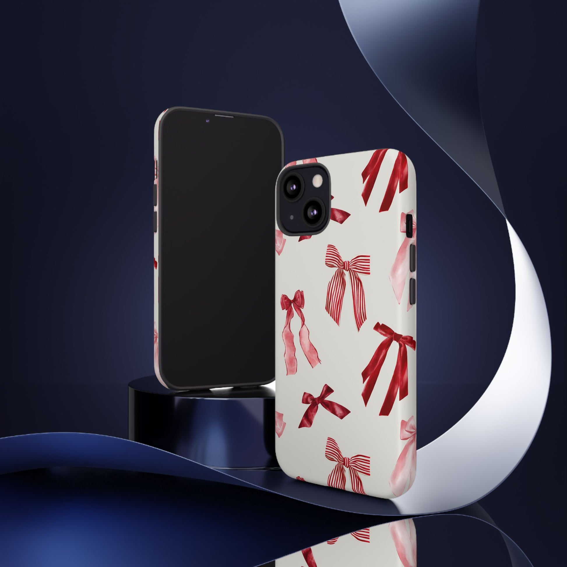 Burgundy Chic Bow Design Phone Case - JGUS