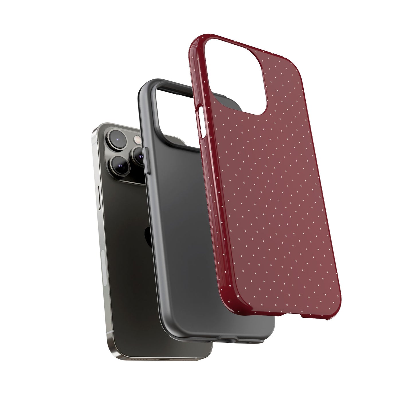 Burgundy  & White Dots Case - JGUS