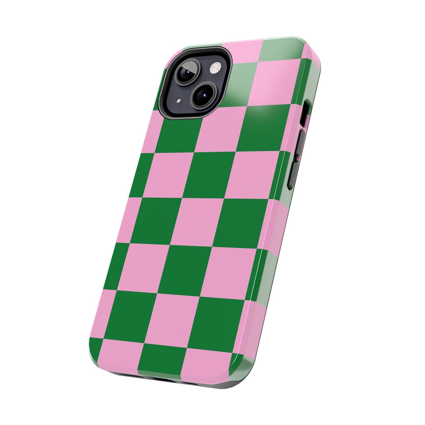 Pink Retro Checkered Phone Case – 90s Aesthetic, Vintage Grid Pattern for iPhone & Samsung