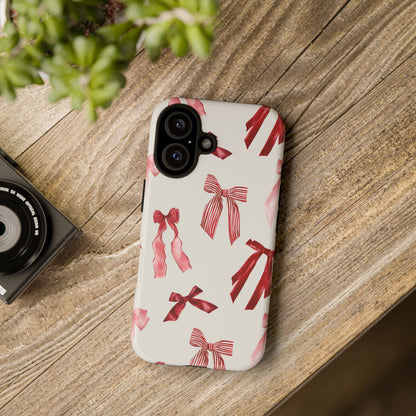 Burgundy Chic Bow Design Phone Case - JGUS