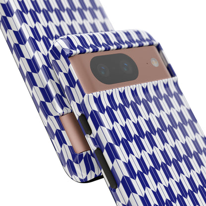 Navy Blue Geometric Phone Case for iPhone Samsung Pixel – Minimal Pattern Modern Aesthetic - JGUS