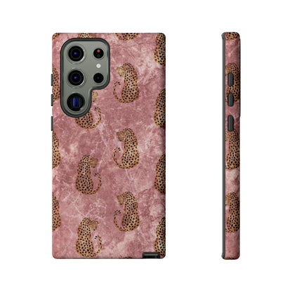 Pink Leopard Print Marble Phone Case – Cute Animal Design for iPhone & Samsung