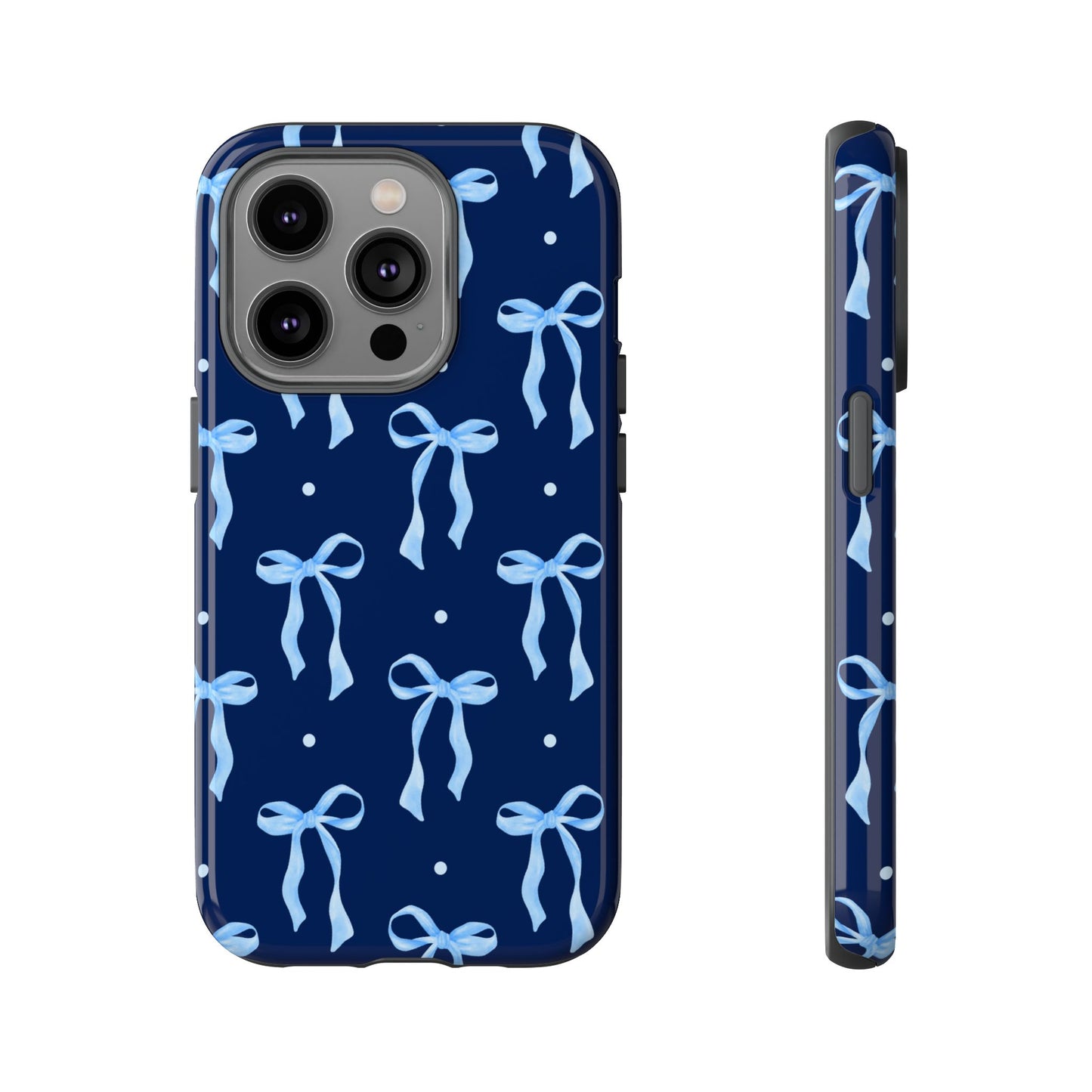 Bows & Blues Phone Case – Aesthetic Ribbon Print | Fits iPhone & Samsung - JGUS
