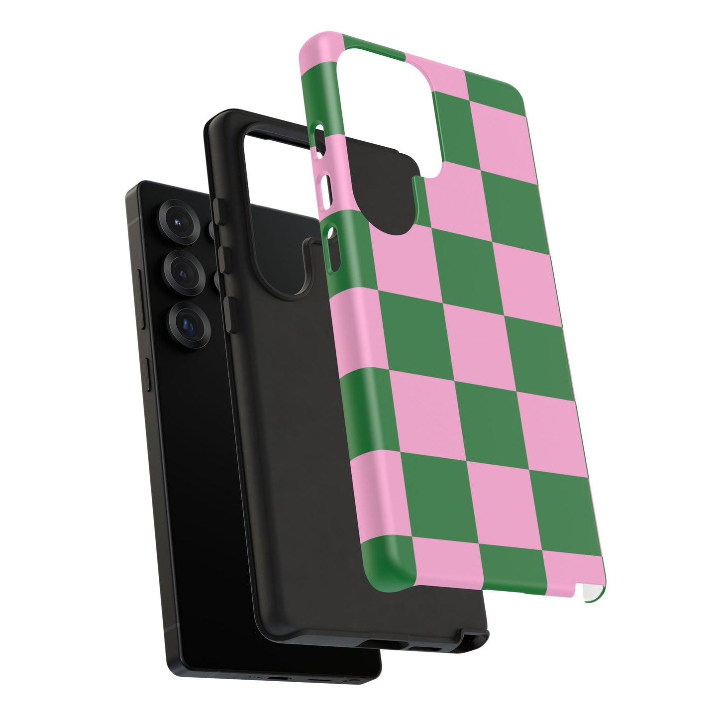 Pink Retro Checkered Phone Case – 90s Aesthetic, Vintage Grid Pattern for iPhone & Samsung - JGUS