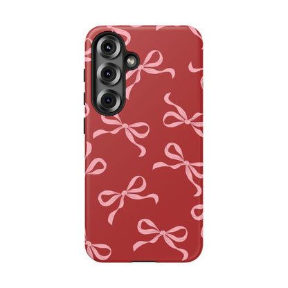 Pink Bows on Red Phone Case - JGUS