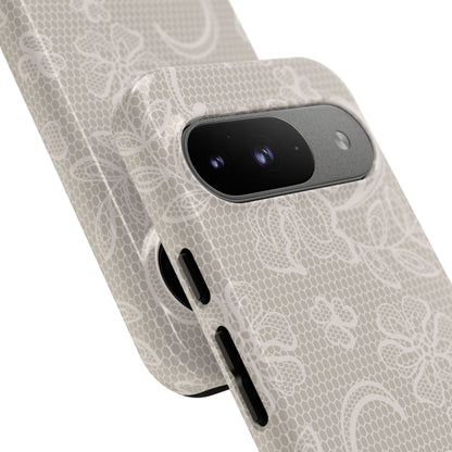 Lace Phone Case for iPhone Samsung Pixel – Cream Floral Elegant Aesthetic - JGUS
