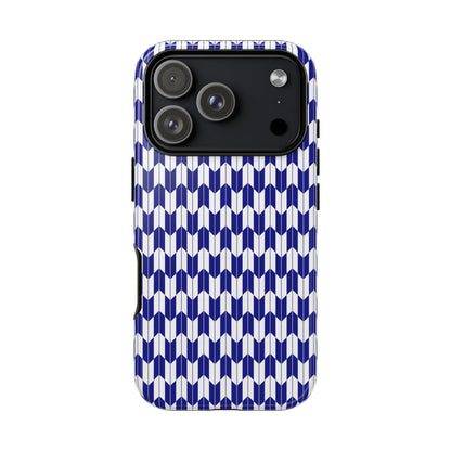 Navy Blue Geometric Phone Case for iPhone Samsung Pixel – Minimal Pattern Modern Aesthetic - JGUS