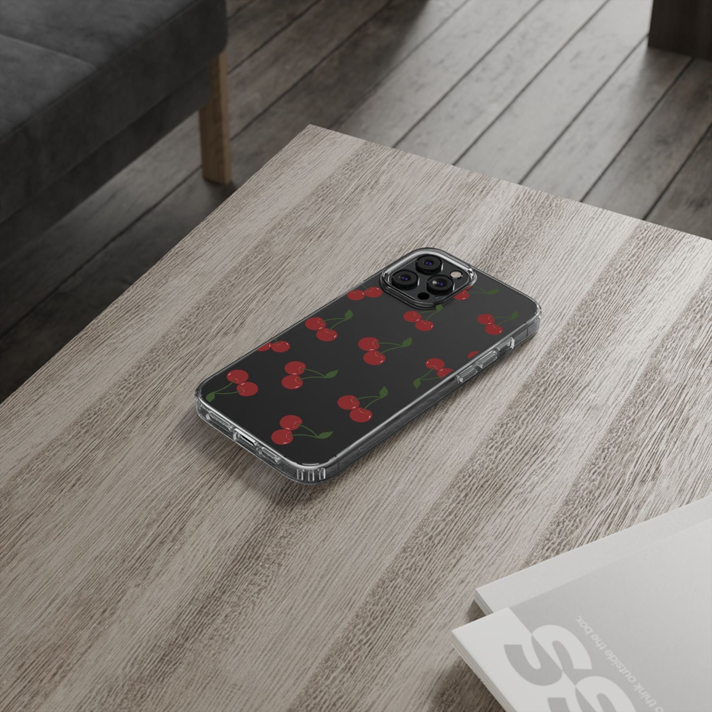 Random Cherry Pattern Clear Phone Case