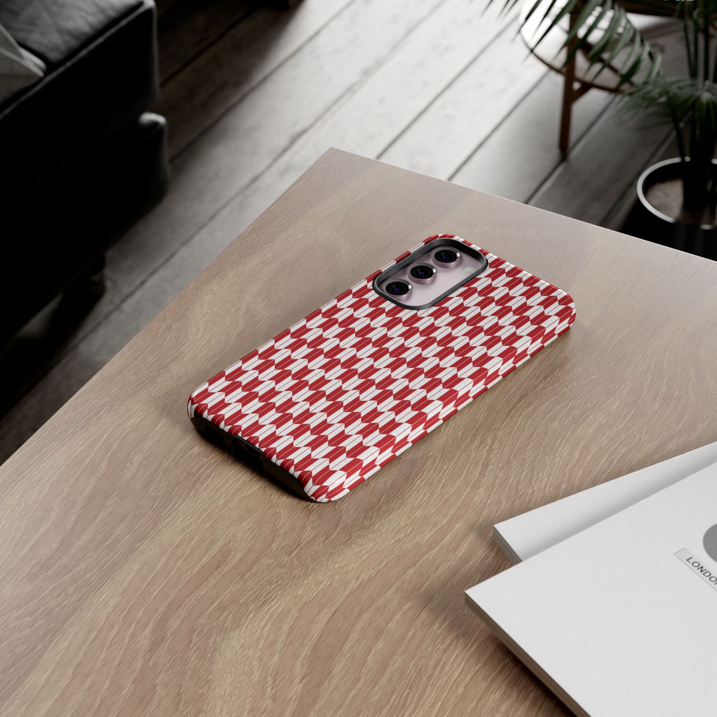 Red Geometric Phone Case for iPhone Samsung Pixel – Bold Pattern Aesthetic Modern Design - JGUS