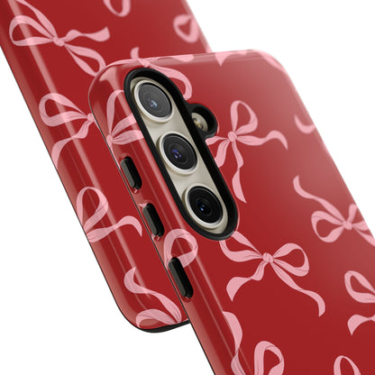 Pink Bows on Red Phone Case - JGUS