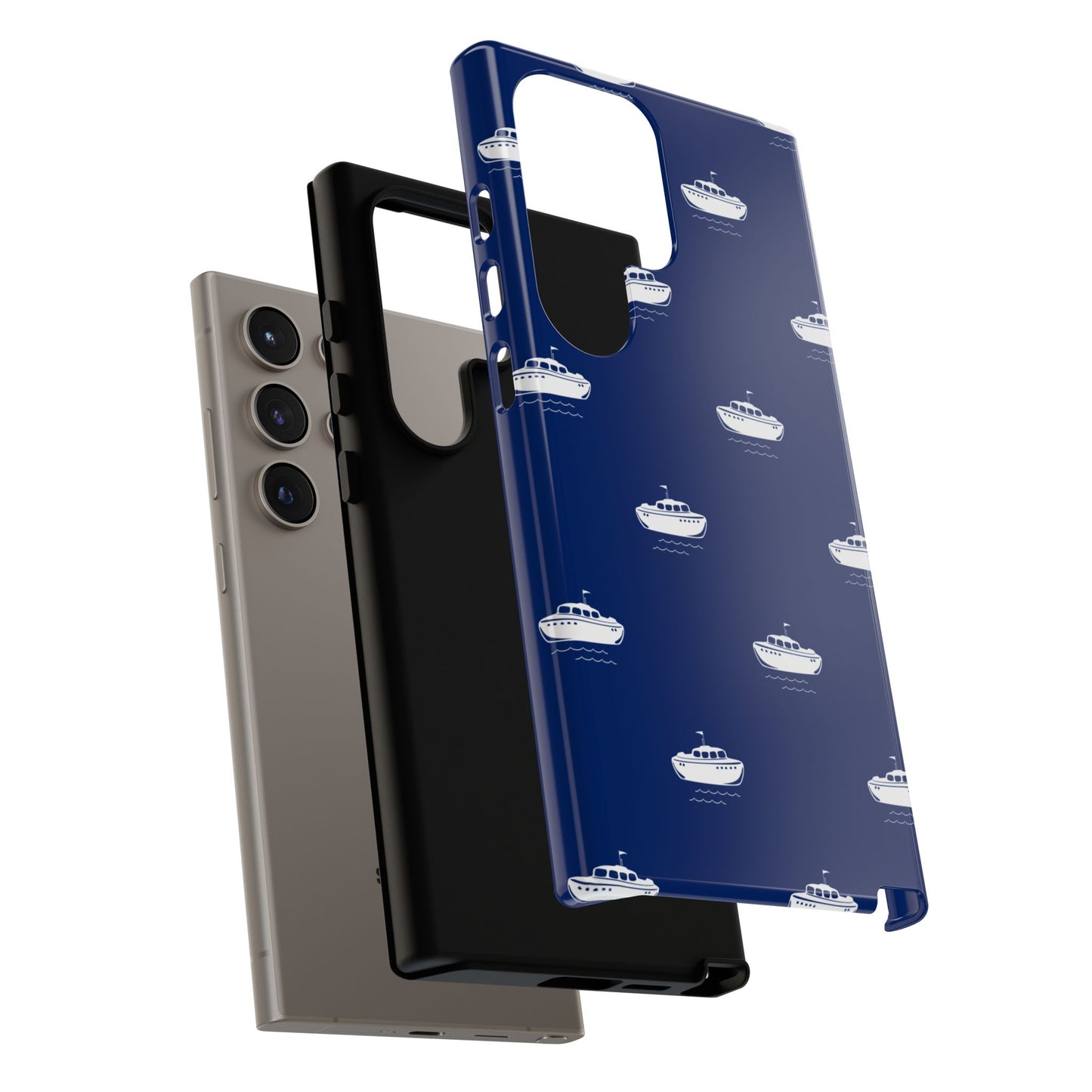 Blue Boat Phone Case – Calm Ocean Pattern for iPhone & Samsung, Durable & Stylish Protection - JGUS