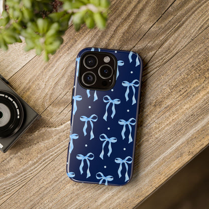 Bows & Blues Phone Case – Aesthetic Ribbon Print | Fits iPhone & Samsung - JGUS