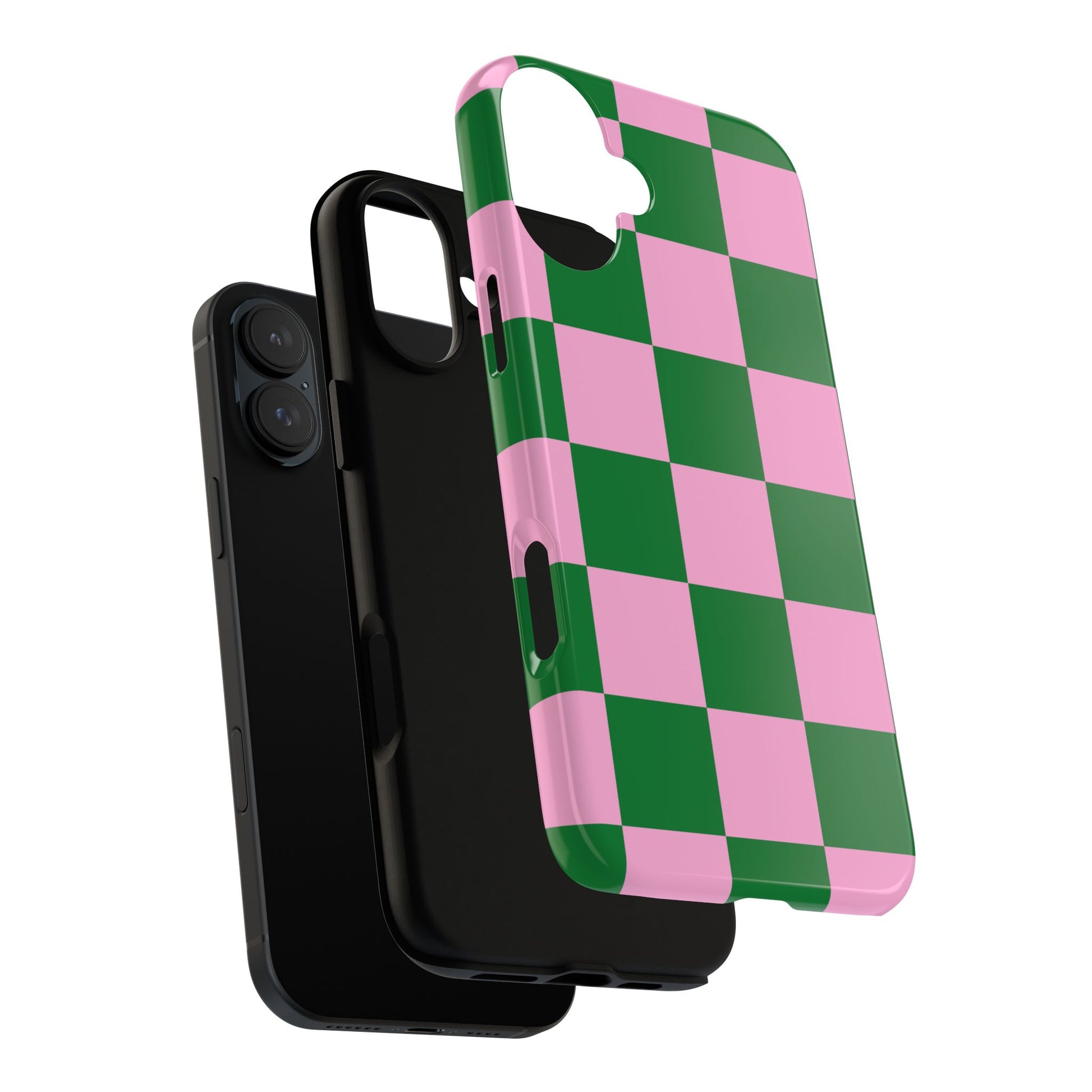 Pink Retro Checkered Phone Case – 90s Aesthetic, Vintage Grid Pattern for iPhone & Samsung - JGUS