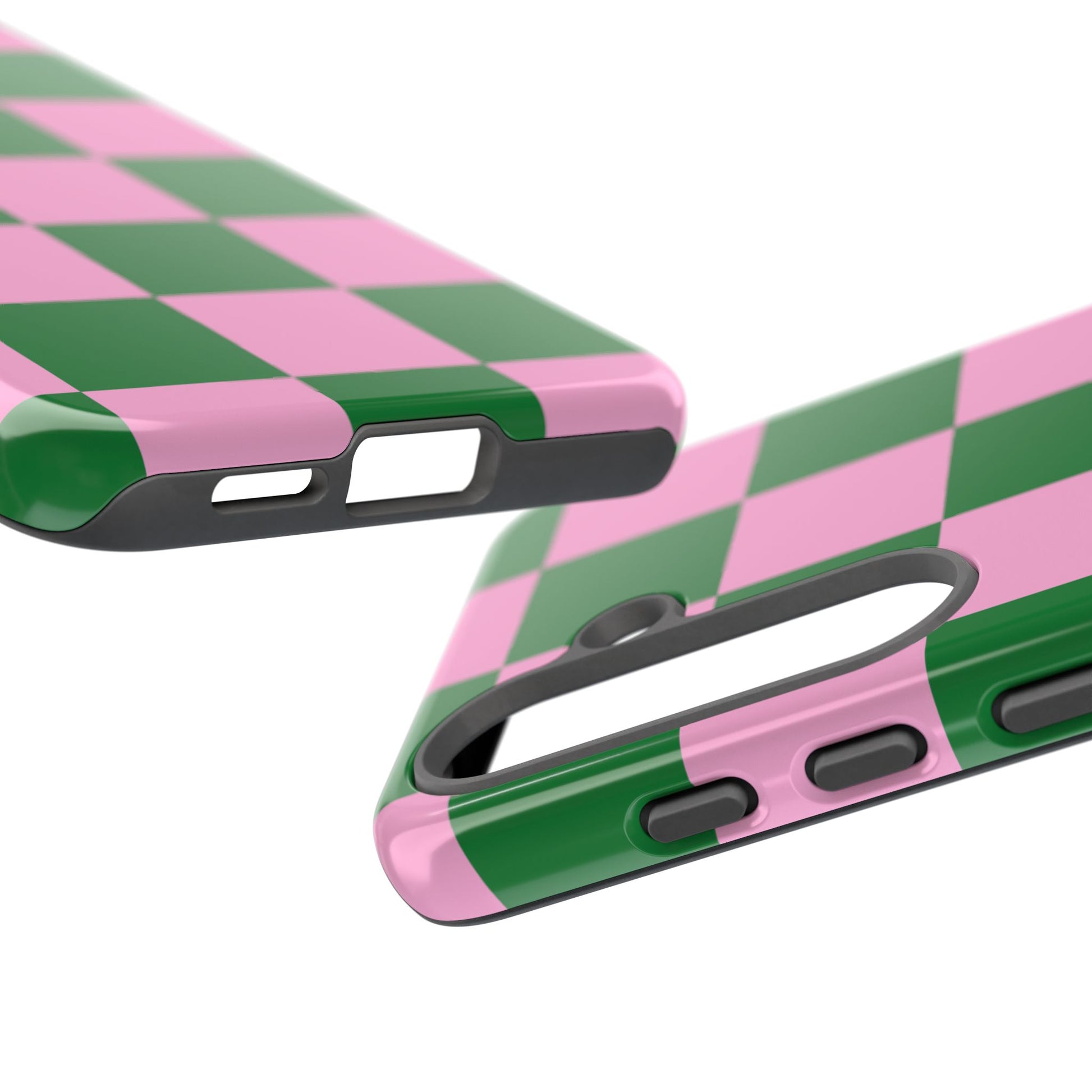 Pink Retro Checkered Phone Case – 90s Aesthetic, Vintage Grid Pattern for iPhone & Samsung - JGUS