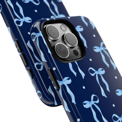 Bows & Blues Phone Case – Aesthetic Ribbon Print | Fits iPhone & Samsung - JGUS