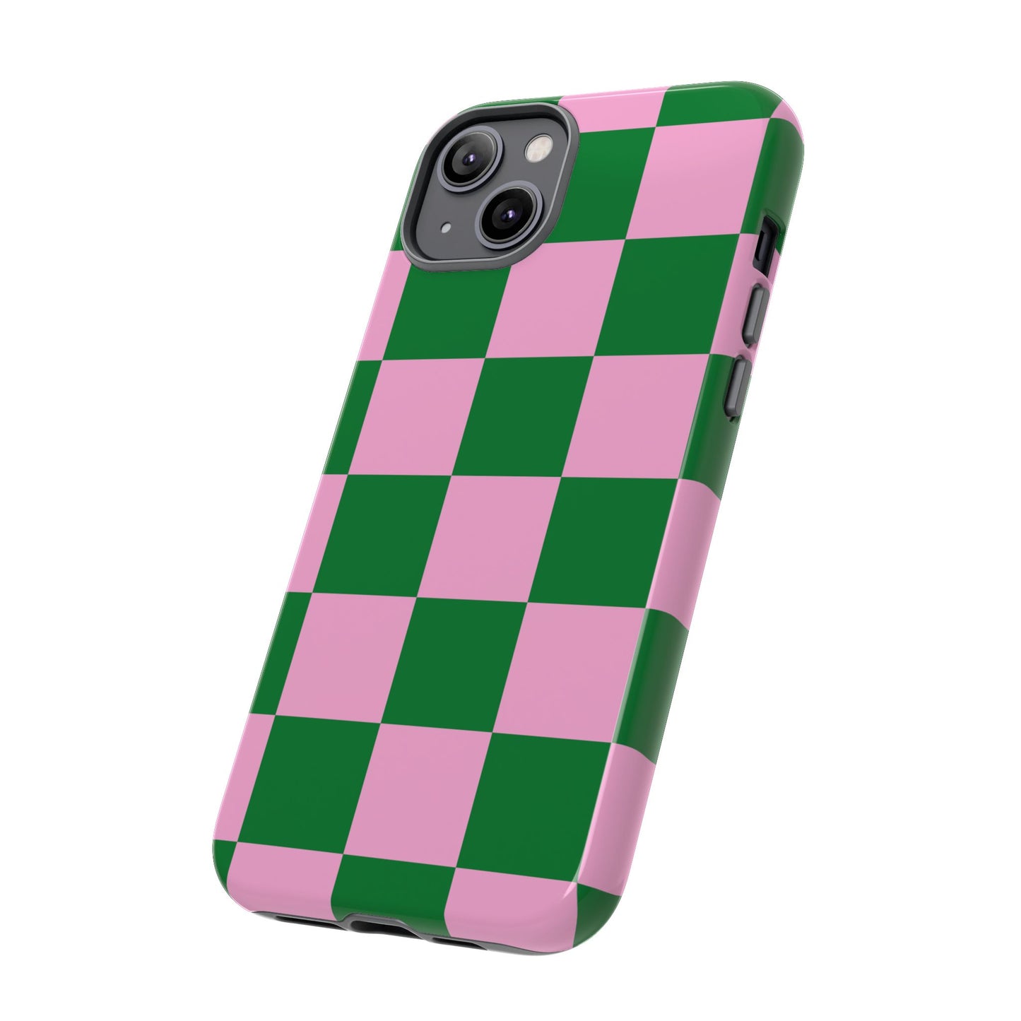 Pink Retro Checkered Phone Case – 90s Aesthetic, Vintage Grid Pattern for iPhone & Samsung - JGUS