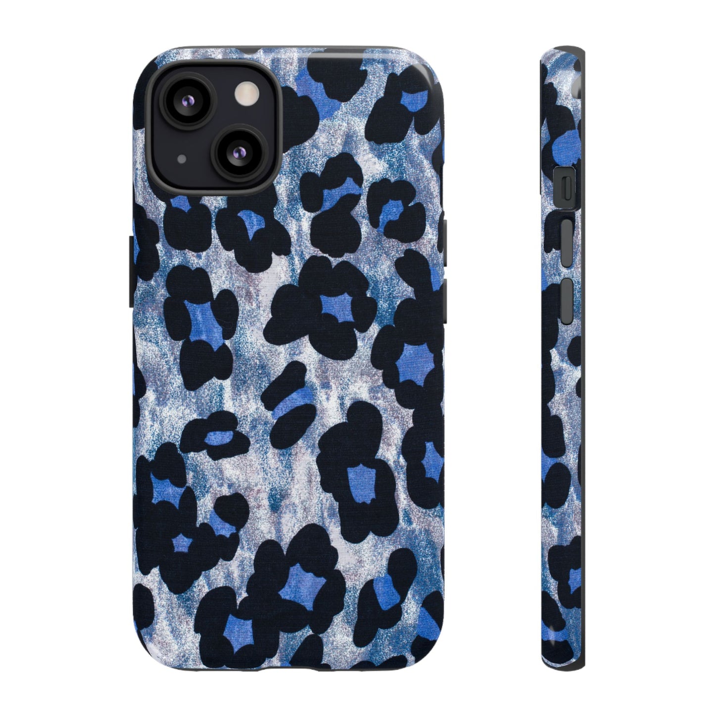 Blue & Black Leopard Print Phone Case – Bold Animal Pattern for iPhone & Samsung