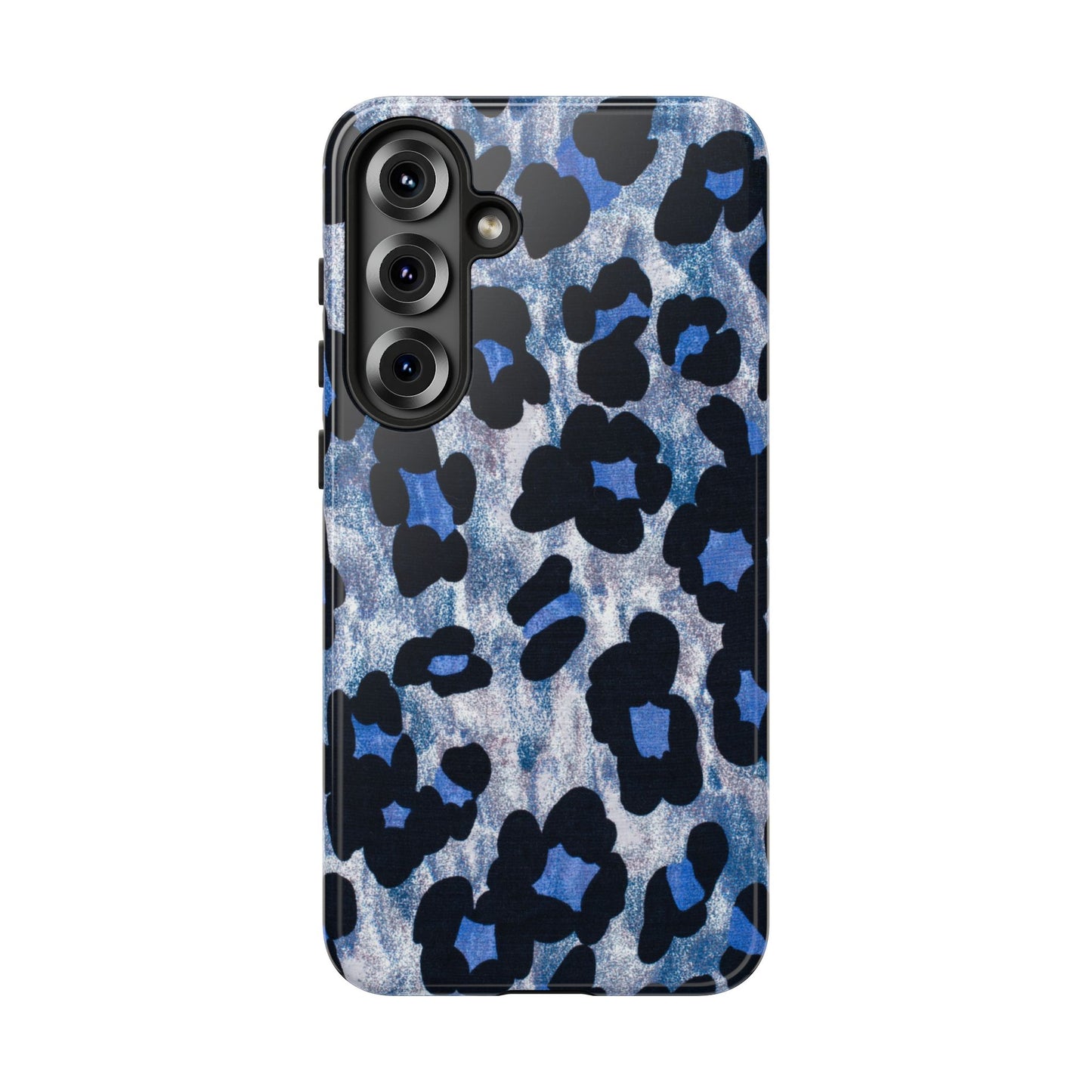 Blue & Black Leopard Print Phone Case – Bold Animal Pattern for iPhone & Samsung