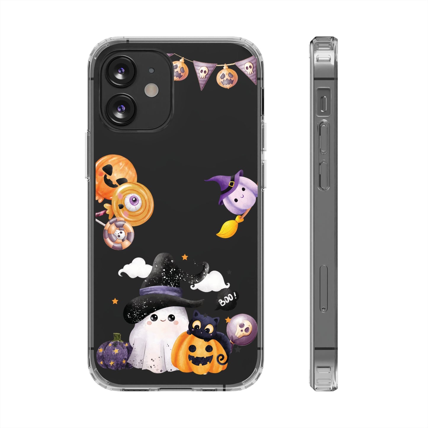 Halloween Clear Phone Case, Spooky Ghost iPhone 13 14 12 15 Pro Case, Trick or Treat Cover, Cute Halloween Gift