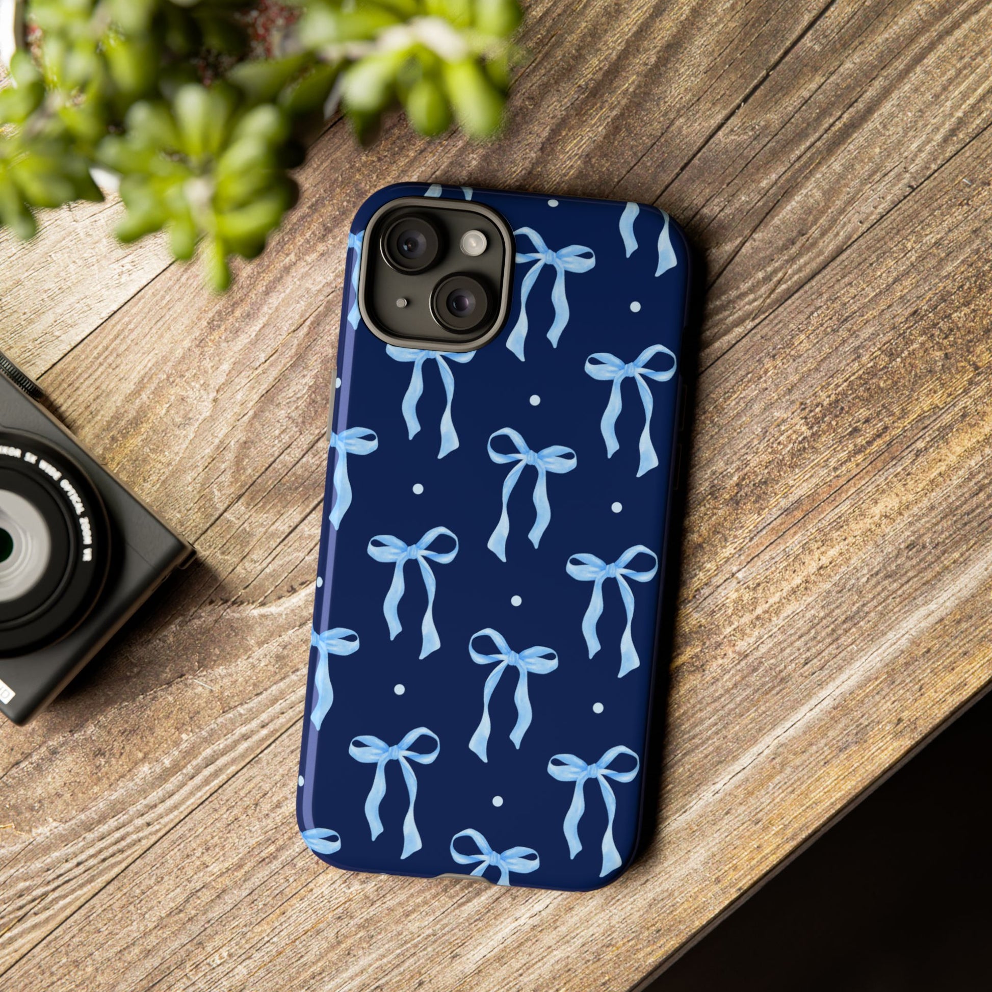 Bows & Blues Phone Case – Aesthetic Ribbon Print | Fits iPhone & Samsung - JGUS