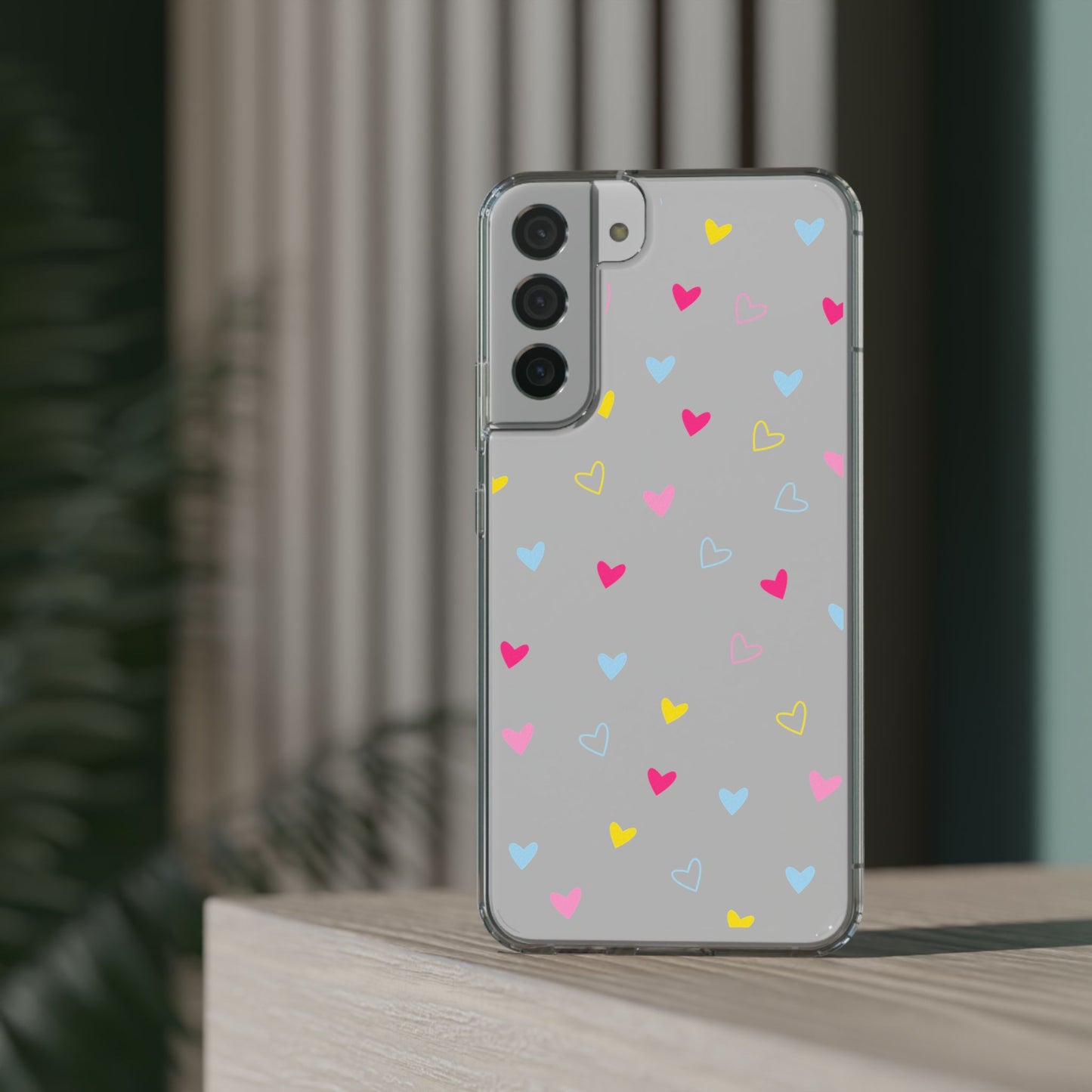 Transparent Heart Design Pattern Clear Phone Case