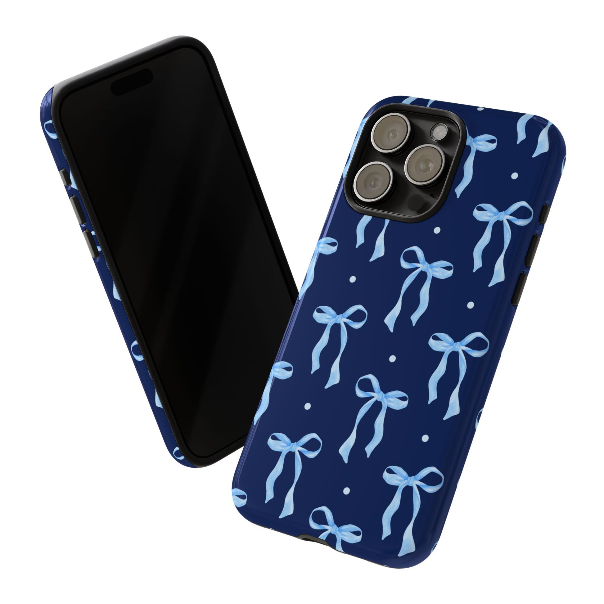 Bows & Blues Phone Case – Aesthetic Ribbon Print | Fits iPhone & Samsung - JGUS