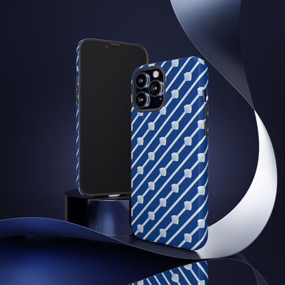 Navy Blue Seashell Phone Case for iPhone Samsung Pixel – Nautical Coastal Stripe Aesthetic - JGUS