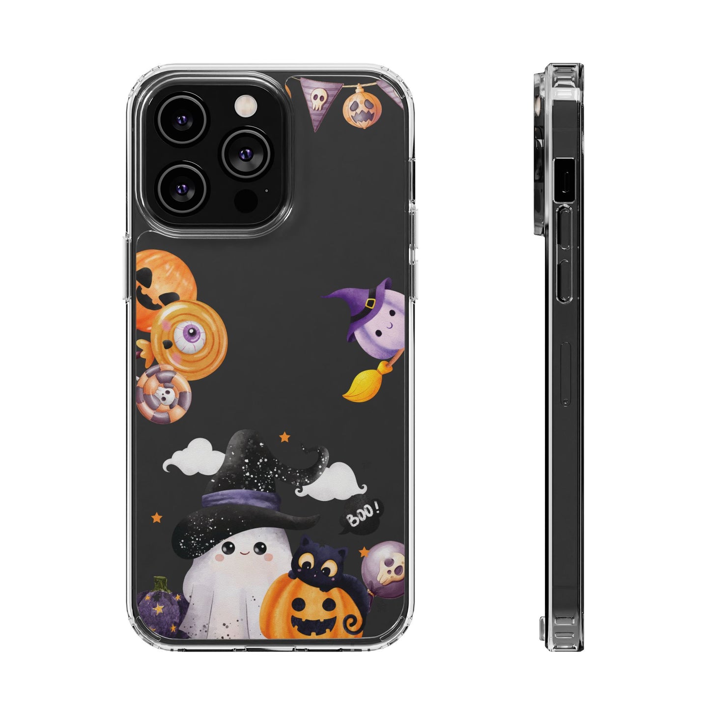 Halloween Clear Phone Case, Spooky Ghost iPhone 13 14 12 15 Pro Case, Trick or Treat Cover, Cute Halloween Gift