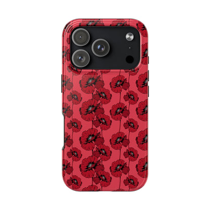Scarlet Sketch | Red Poppy Floral Phone Case – Aesthetic Protective Cover for iPhone & Samsung