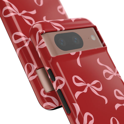 Pink Bows on Red Phone Case - JGUS