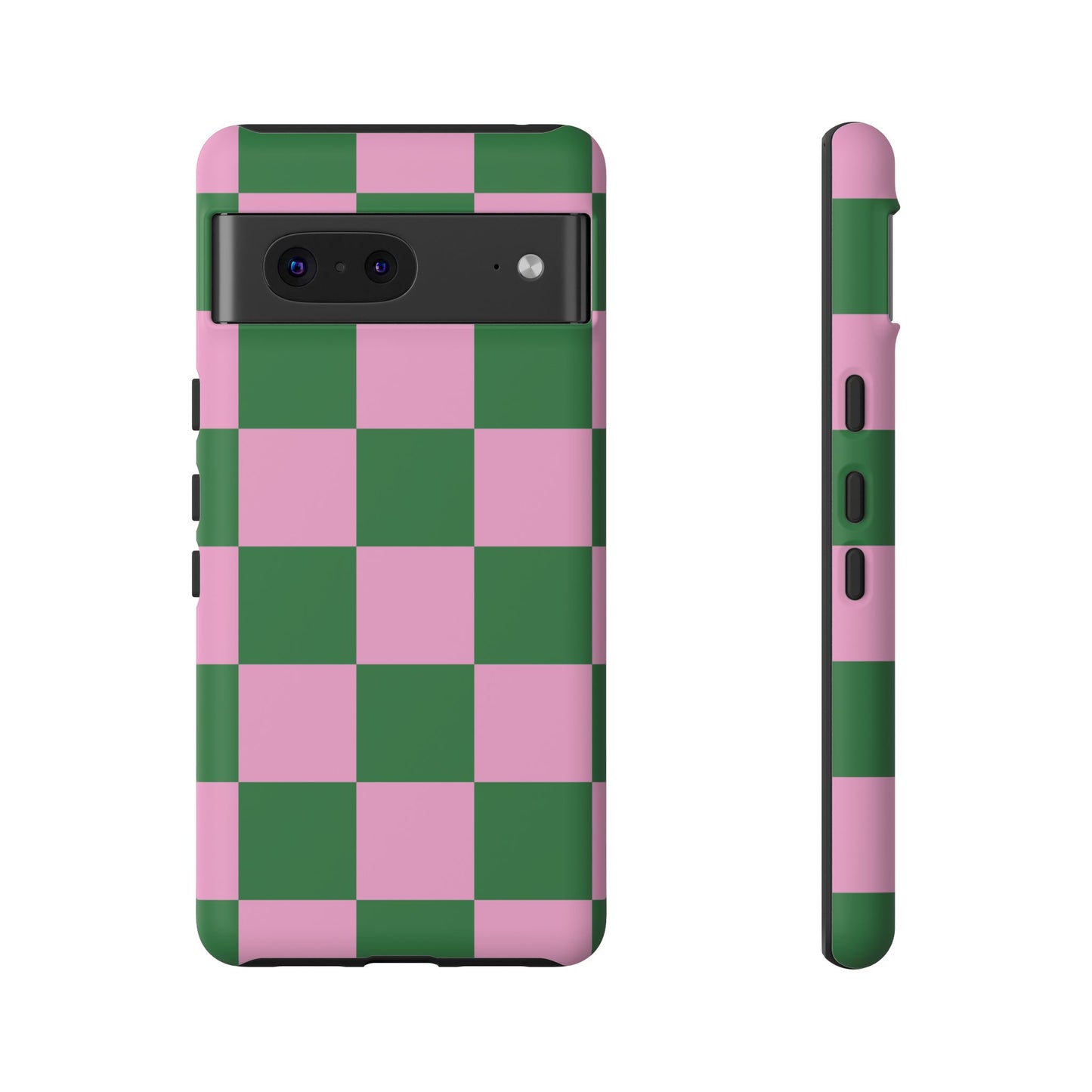 Pink Retro Checkered Phone Case – 90s Aesthetic, Vintage Grid Pattern for iPhone & Samsung - JGUS