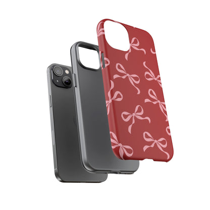 Pink Bows on Red Phone Case - JGUS