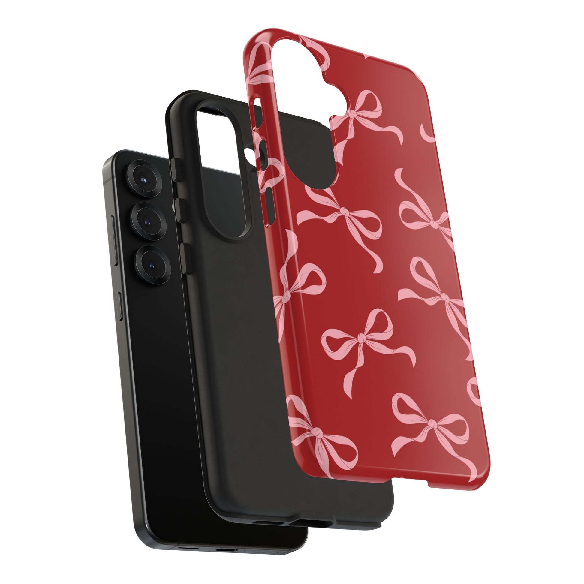 Pink Bows on Red Phone Case - JGUS