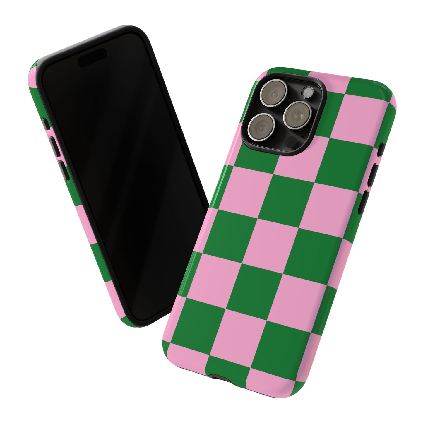 Pink Retro Checkered Phone Case – 90s Aesthetic, Vintage Grid Pattern for iPhone & Samsung - JGUS