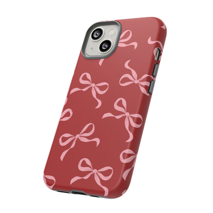 Pink Bows on Red Phone Case - JGUS