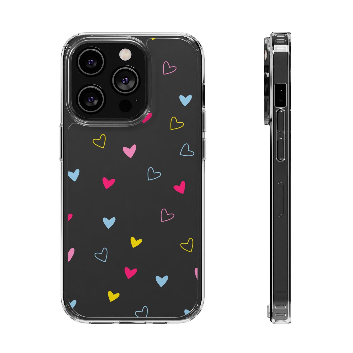 Transparent Heart Design Pattern Clear Phone Case