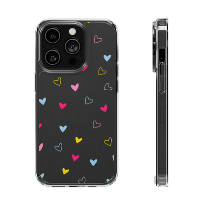Transparent Heart Design Pattern Clear Phone Case