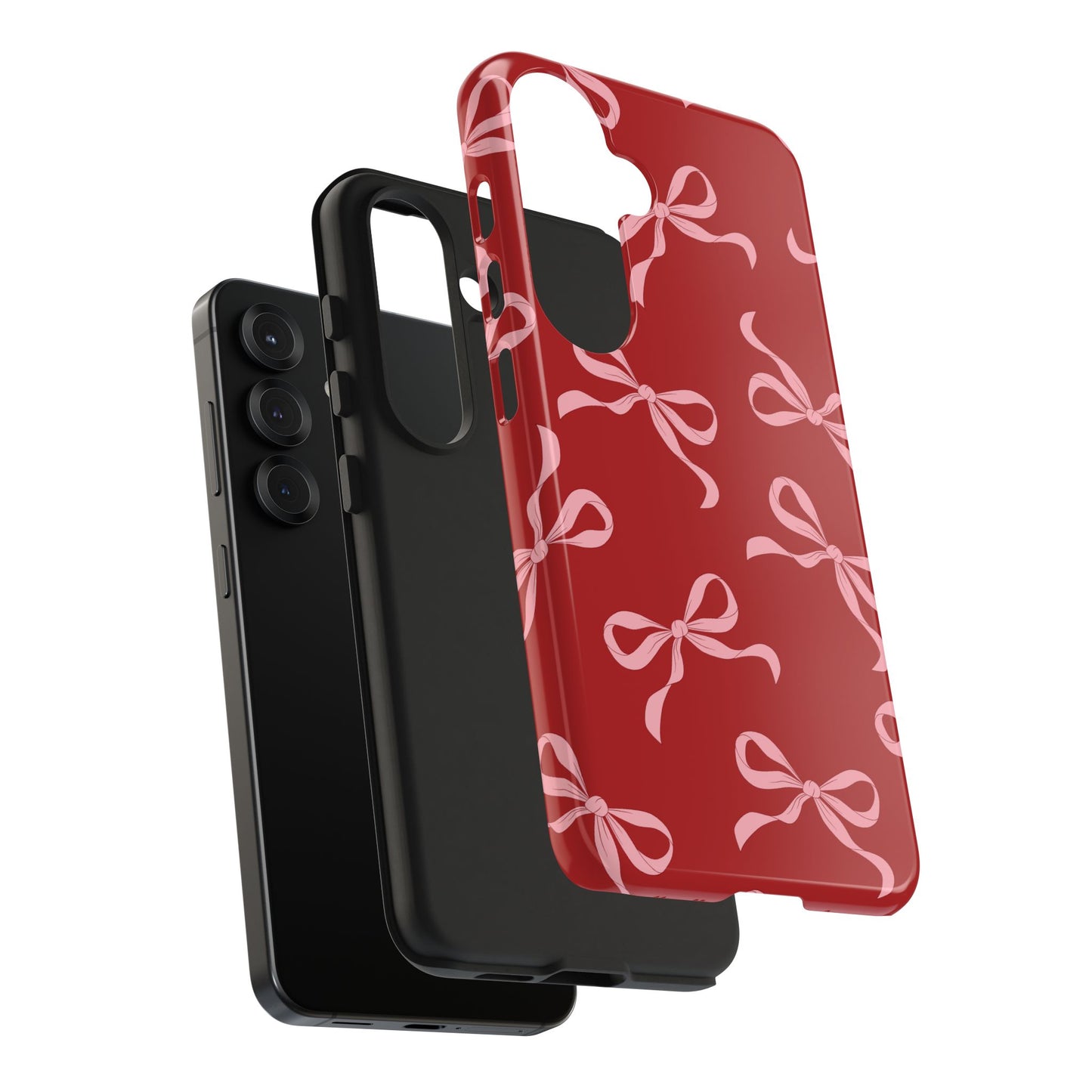 Pink Bows on Red Phone Case