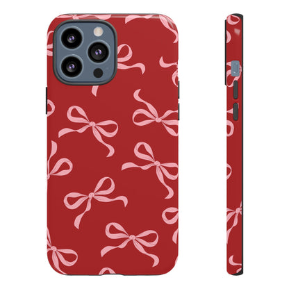 Pink Bows on Red Phone Case - JGUS