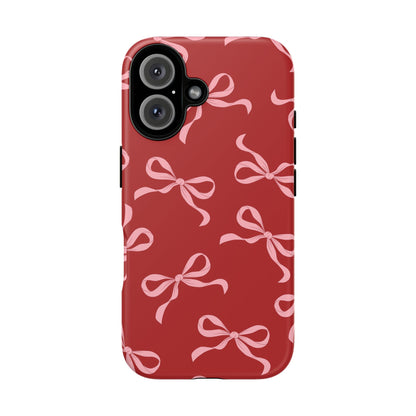 Pink Bows on Red Phone Case - JGUS