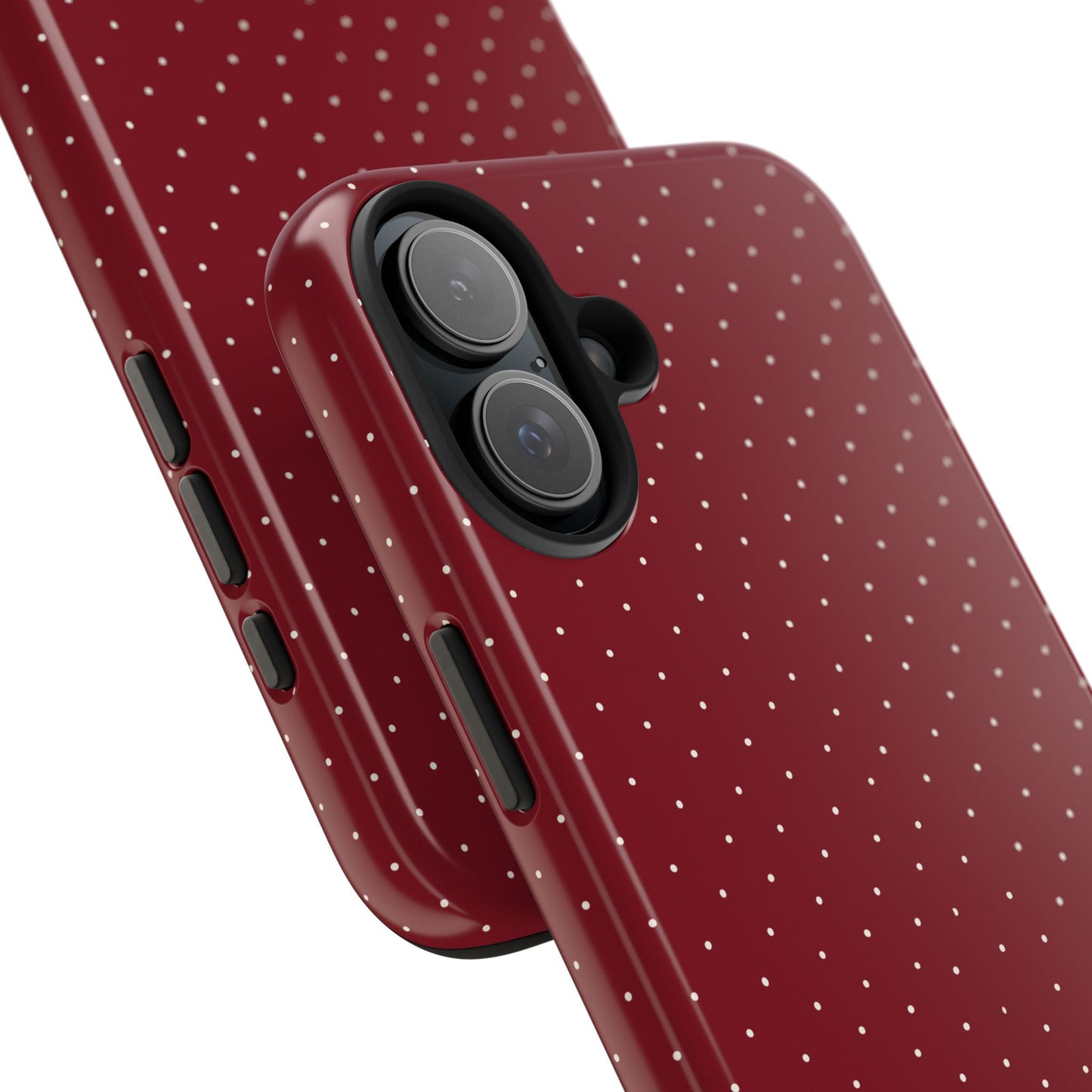 Burgundy  & White Dots Case