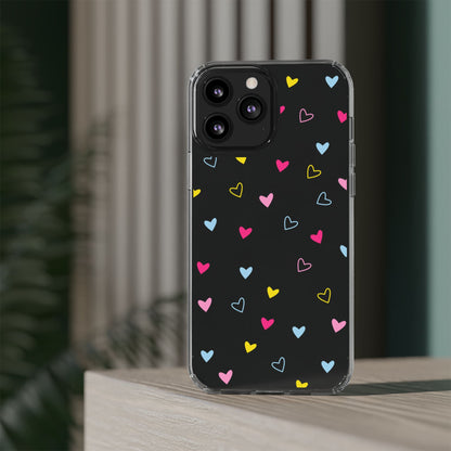 Transparent Heart Design Pattern Clear Phone Case