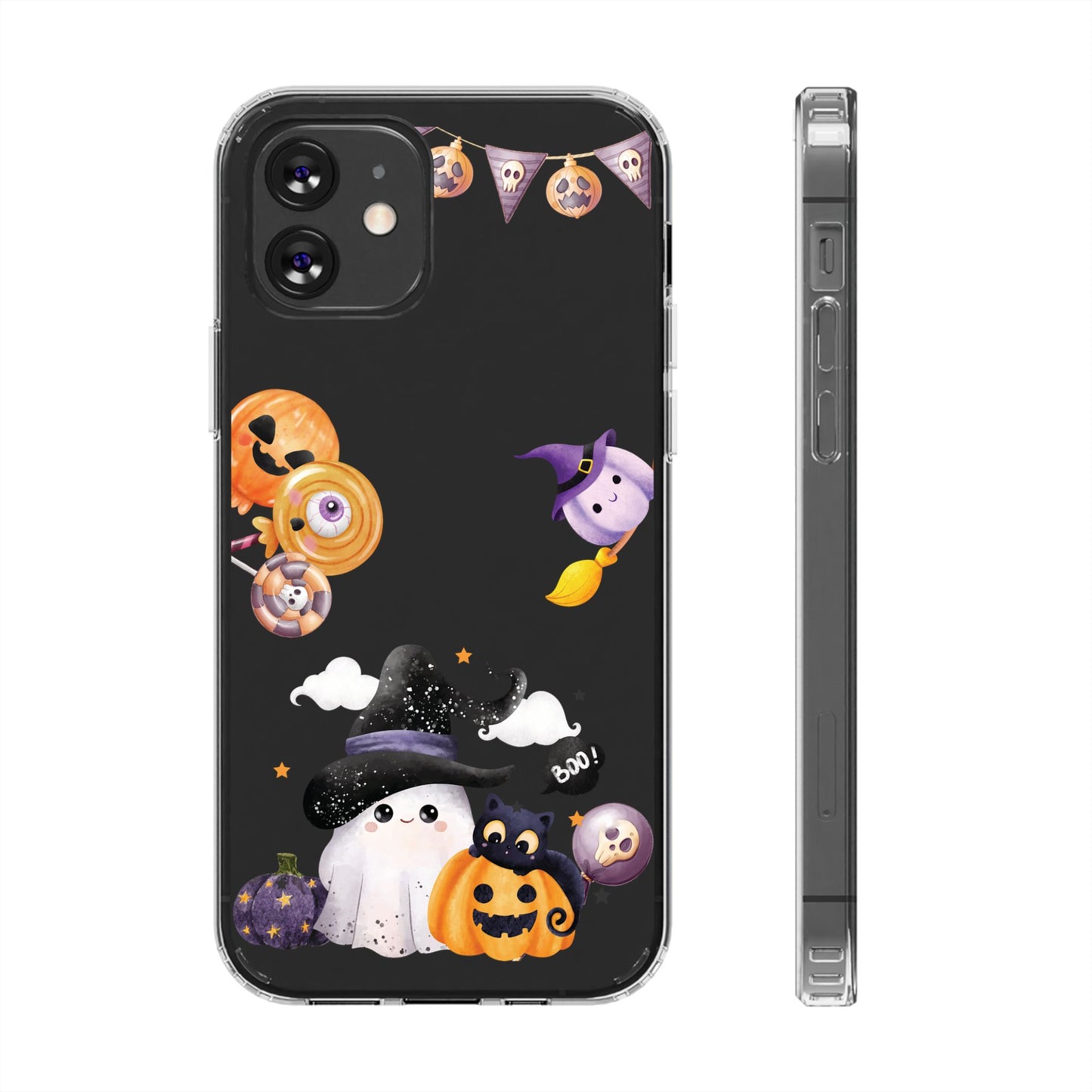 Halloween Clear Phone Case, Spooky Ghost iPhone 13 14 12 15 Pro Case, Trick or Treat Cover, Cute Halloween Gift