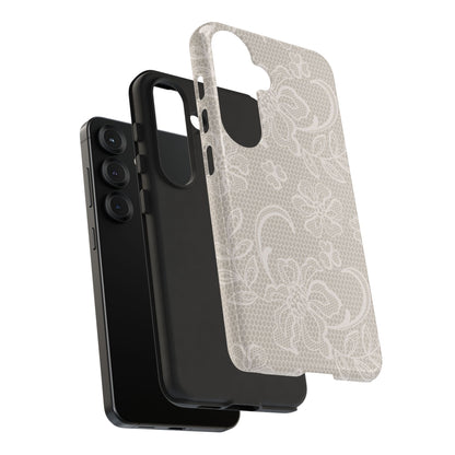 Lace Phone Case for iPhone Samsung Pixel – Cream Floral Elegant Aesthetic - JGUS